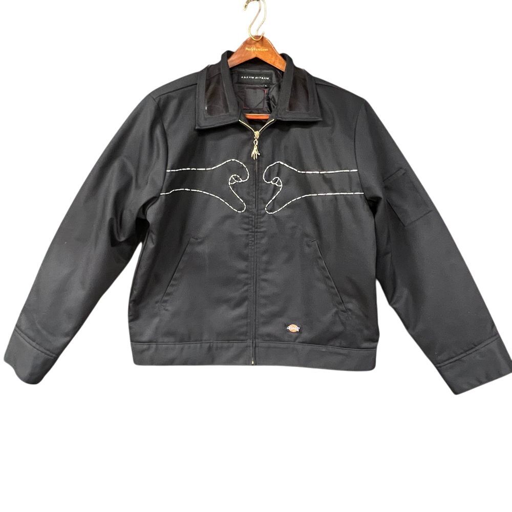 Dickies x Martin Myaka RARE Black Work Jacket Large Vinyl Collar hands‎ heart
